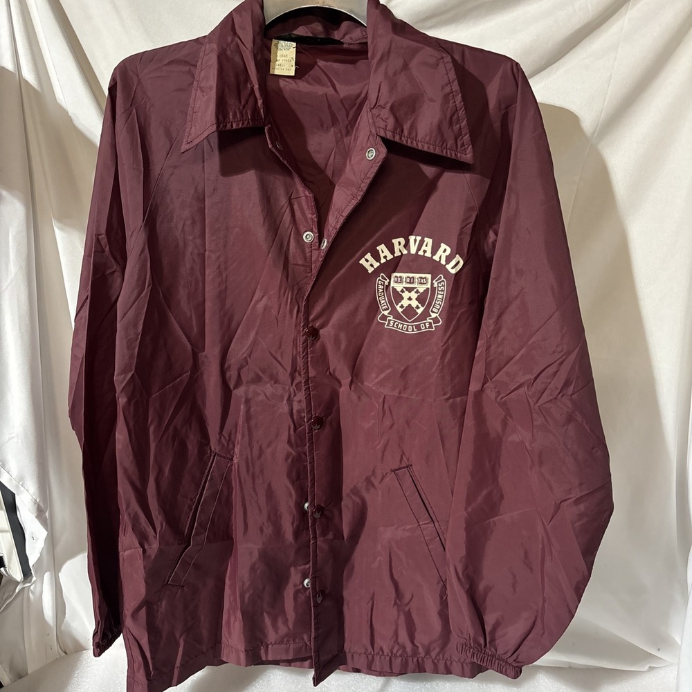 Champion Vintage Harvard Veritas Burgundy Windbreaker Collared 1960's
